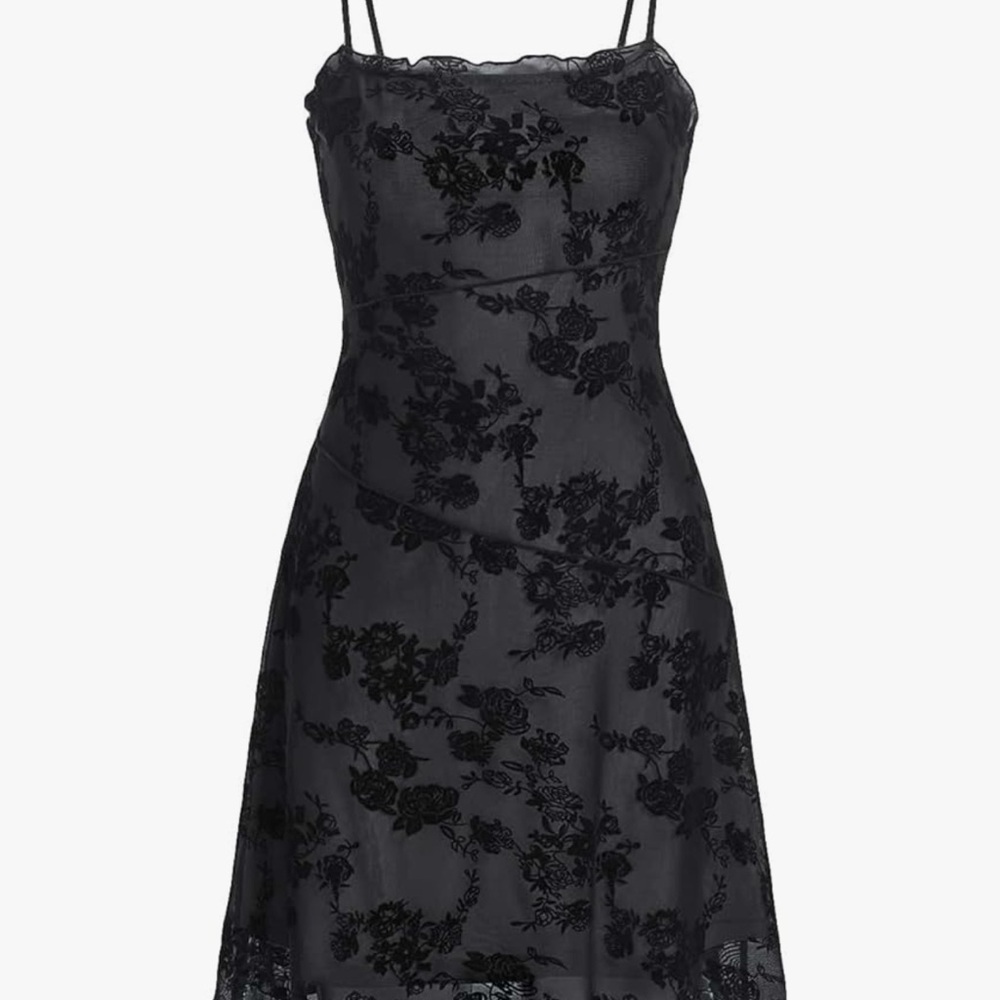 Elegant Black Floral Lace Dress